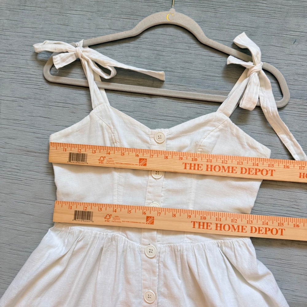 Urban Outfitters White Cotton Button Down Tie Strap Tiered Midi Dress Womens S - Picture 8 of 16